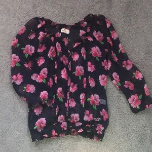 Sheer Flowered Hollister Top, Size S
